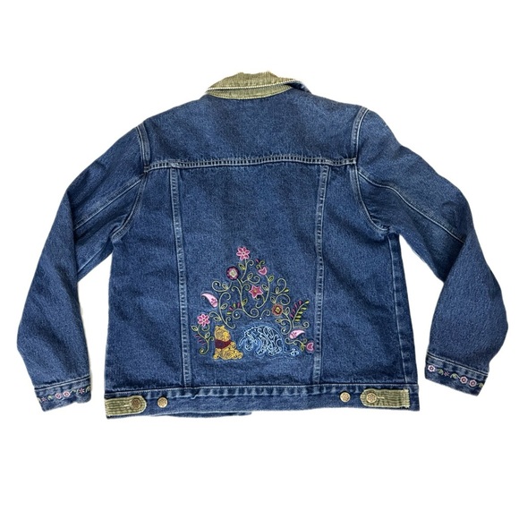 Vintage DISNEY Winnie the Pooh Embroidered Jean Jacket Women’s Sz S Denim Coat - Picture 1 of 13
